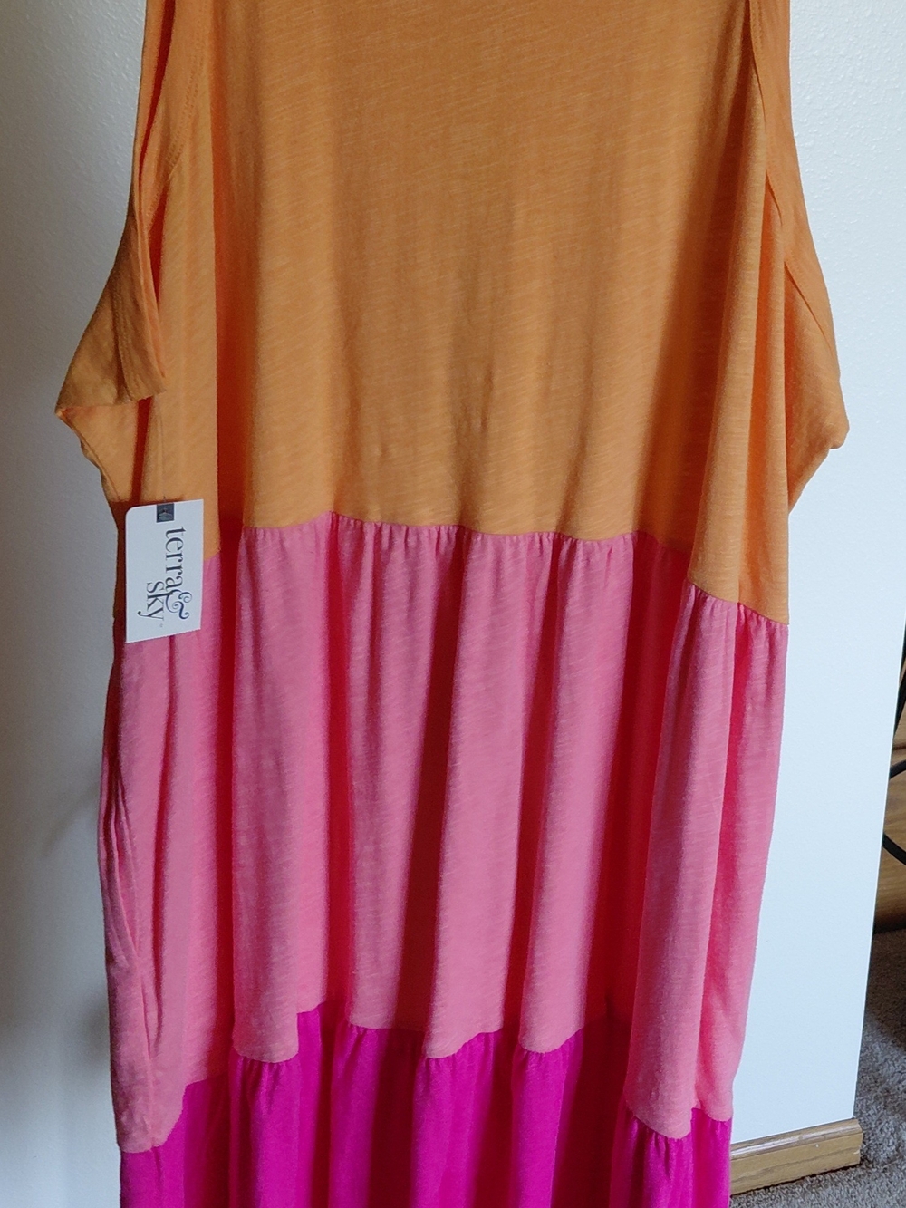 Terra & Sky Orange, Pink & Fuchsia Tiered Midi Dress - Picture 3 of 4